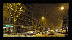  The town during a strong winter night.