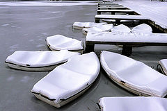  Boats on the frozen lake