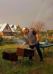 photo "Summer residence, neighbour, shish kebab and rainb"