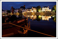 фото "Blue on the river and the boat"