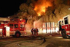 photo "Firefighters face to face with the monster !"