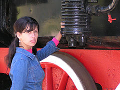 photo "Girl & Steam locomotive"