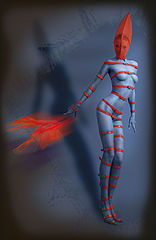 фото "Blue woman in red"