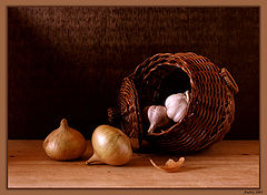 photo "Still-life with a basket for an onions and garlic"