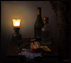 photo "Three orange cloves, one vodka glass"