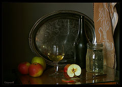 photo "The glass of diluted wine and last year's apple"