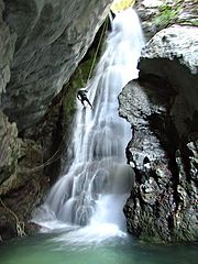 photo "Exhilarating canyoning in one of the Beladovac delirious waterfalls, Slovenia 2007"