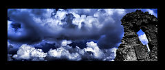 photo "church ruin against cloudy sky panorama"