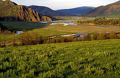 photo "Evening on Orhon river. Central Mongoliya, Hangay ridge"