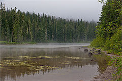 photo "Fog over the mountain lake"