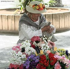 фото "in old costume selling flowers"