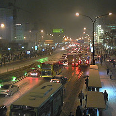 photo "Traffic Jam In Snow Evening"