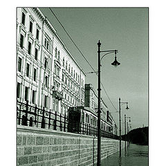 photo "Budapest. Flood of Danube. Embankment."