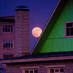 фото "Ночь. Луна. И зеленая крыша."