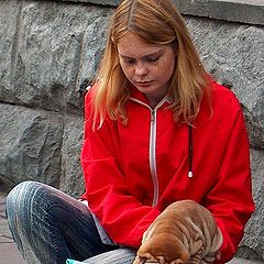 photo "Smiles of street Arbat. The red girl"