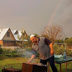 фото "Дача, сосед, шашлык и радуга."