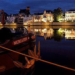 photo "Blue on the river and the boat"