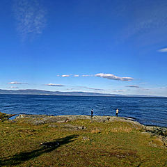 фото "Fishermans in the long shadows at the Fjord"