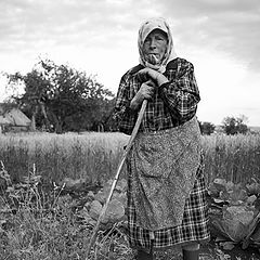 photo "Portrait of the Grandmother with a stick and a buc"