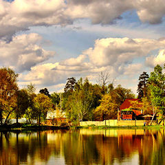 photo "With a kind on a pond"