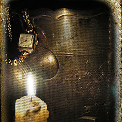 фото "золотые часы и свеча"