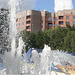 photo "Buildings, trees, splashes"