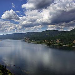 фото "пейзаж с Сибирской рекой и облаками"