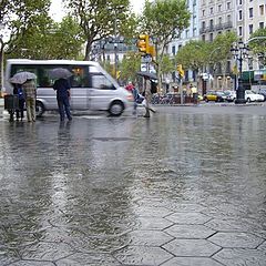 photo "Barcelona II - Raining on "Paseo de Gracia""