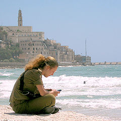 фото "A girl and Yaffo on the background"