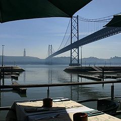 фото "The "25 de abril" bridge over tagus river"