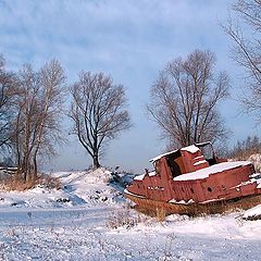 фото "Зимний пейзаж с кораблем"