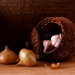 photo "Still-life with a basket for an onions and garlic"