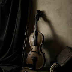 фото "Шкатулка с дешевым жемчугом и скрипка"
