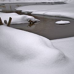 photo "Picture about a stream, a snow and something under it"