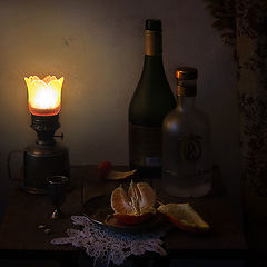 photo "Three orange cloves, one vodka glass"