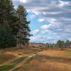 photo "Autumn picture with a road to the village"