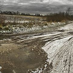 photo "It is snowing. Puddle"