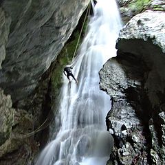 фото "Exhilarating canyoning in one of the Beladovac delirious waterfalls, Slovenia 2007"