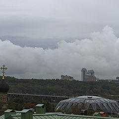 photo "Roofs, mountain, cloud"