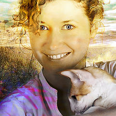 фото "Summertime portrait of my daughter with cat"