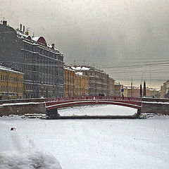 photo "Red bridge. Falling snow."