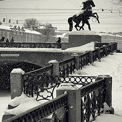 фото "снежная графика Аничкова моста"