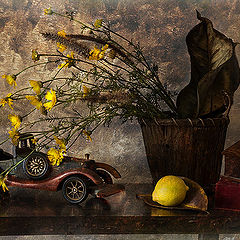 photo "Still life with Lemon and ficus leaves"