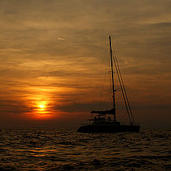 photo "закат,море,яхта,пейзаж"