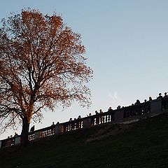 photo "город, москва, воробьевы горы, смотровая площадка, зрители, люди, вечер, красота, на закате"