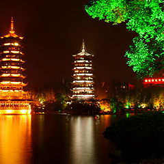 photo "The beatiful night of GUILIN (the two tower) 2010"