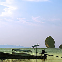 photo "пейзаж лодка море скалы"