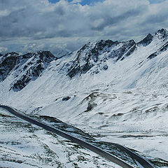 photo "Highway in Alps.Photo through the buswindow."