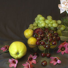 photo "Still life with sweet cherry and a rose"