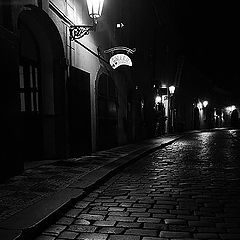 photo "Ночные фонари a мостовая"